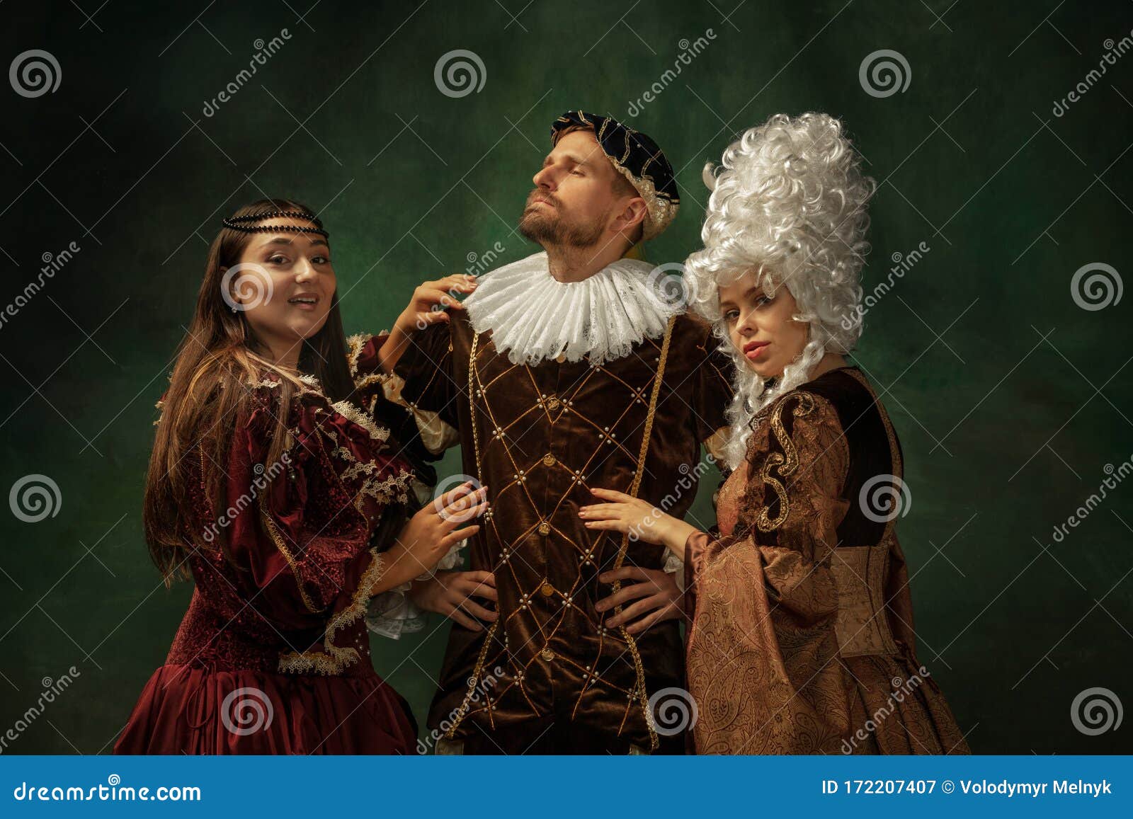 Medieval Young Man and Women in Old-fashioned Costume Stock Image ...