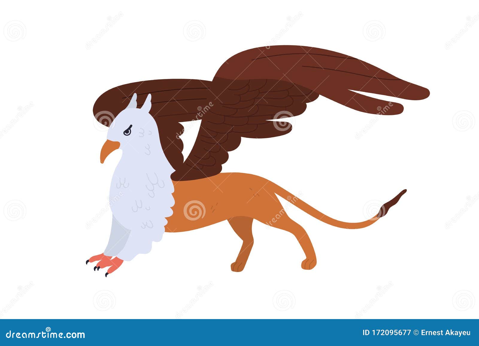 Medio águila Calva Y Criatura Mítica León Aislada En Fondo Blanco  Ilustración Plana Vectorial De Caricatura Ilustración del Vector -  Ilustración de figura, antiguo: 172095677