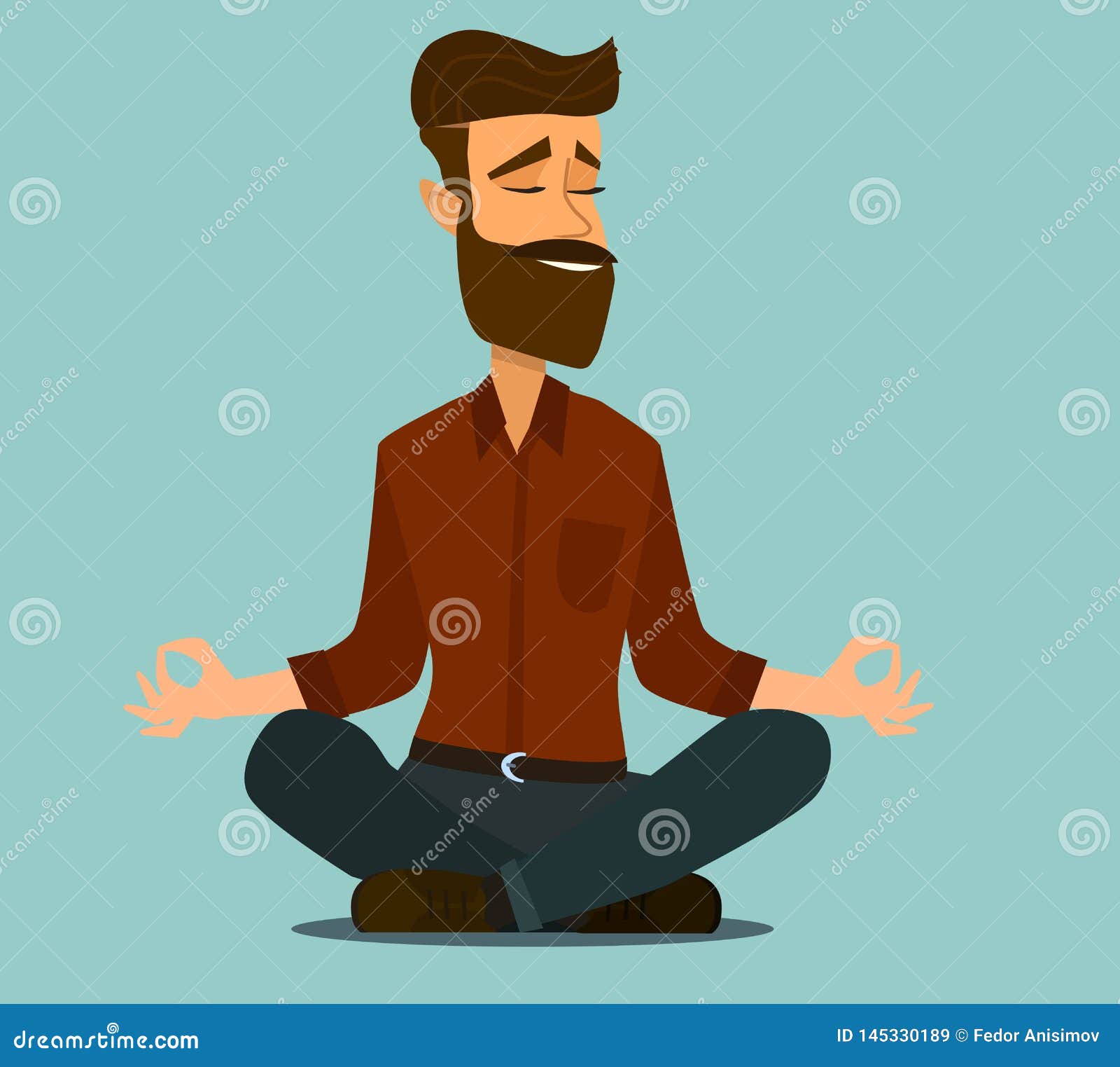Meditatie Cartoon Stijl Man Meditatie Op Kantoor Stock Illustratie Illustratie Bestaande Uit Meditating Mens