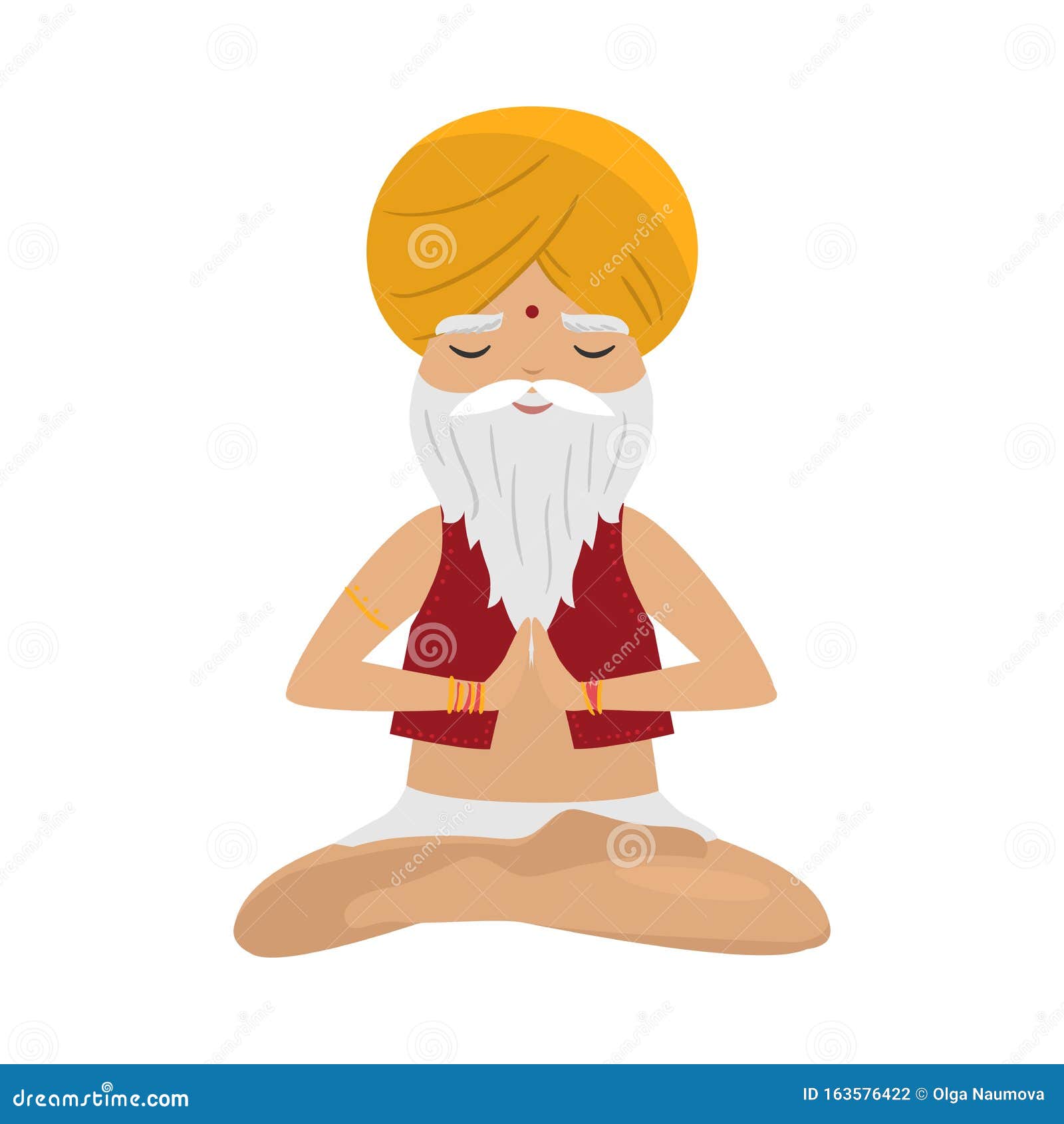 Meditating Old Yogi Man with Yellow Turban Sitting in a Lotus Position ...