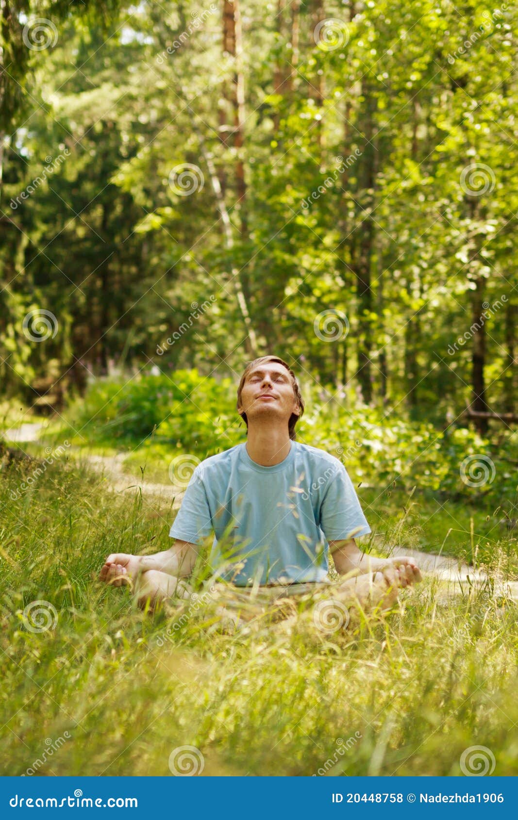 meditation in green forest