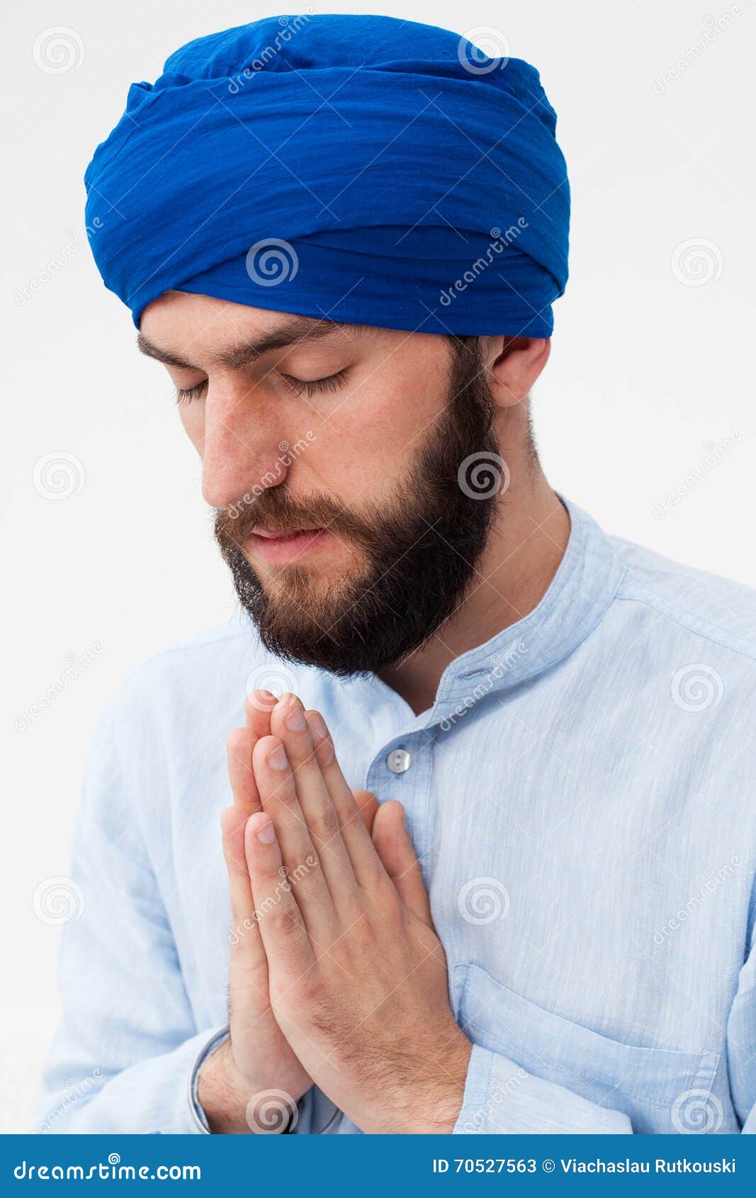 Meditation. Portrait of a Young Bearded Man in a Turban Stock Image - Image  of sadhana, relaxation: 70527563