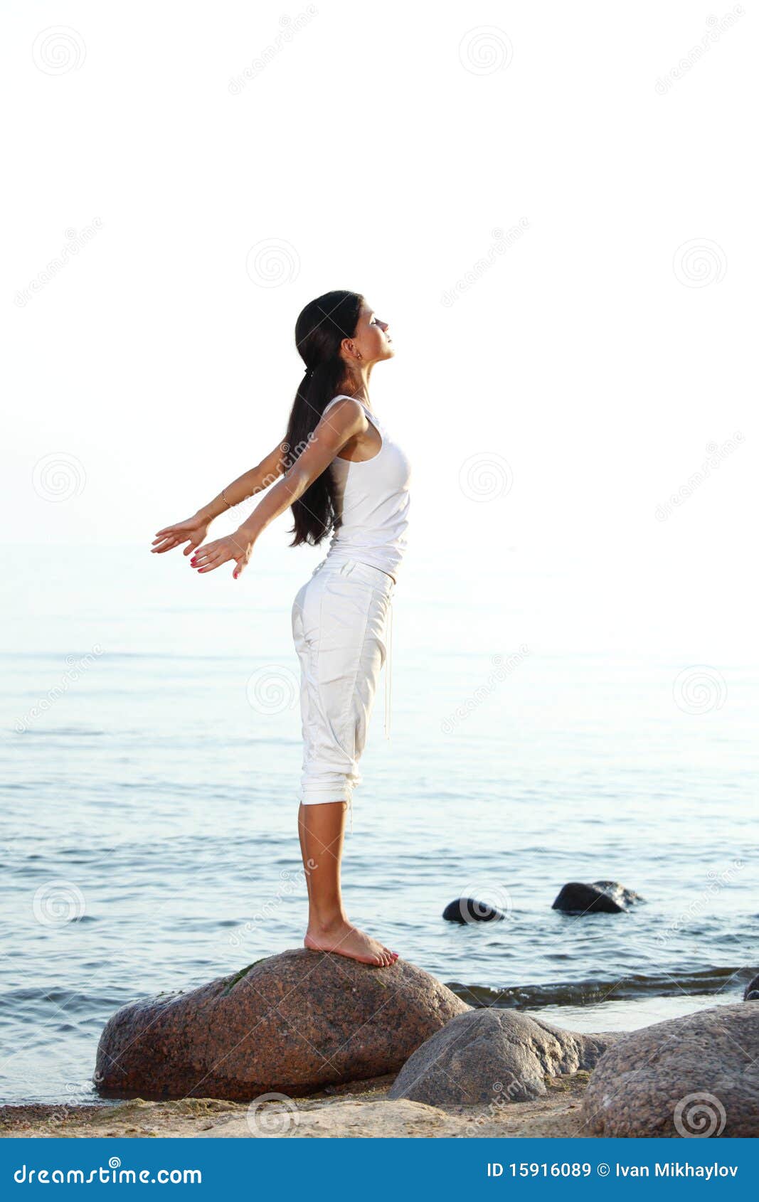 Meditation on sand beach stock image. Image of recreation 15916089