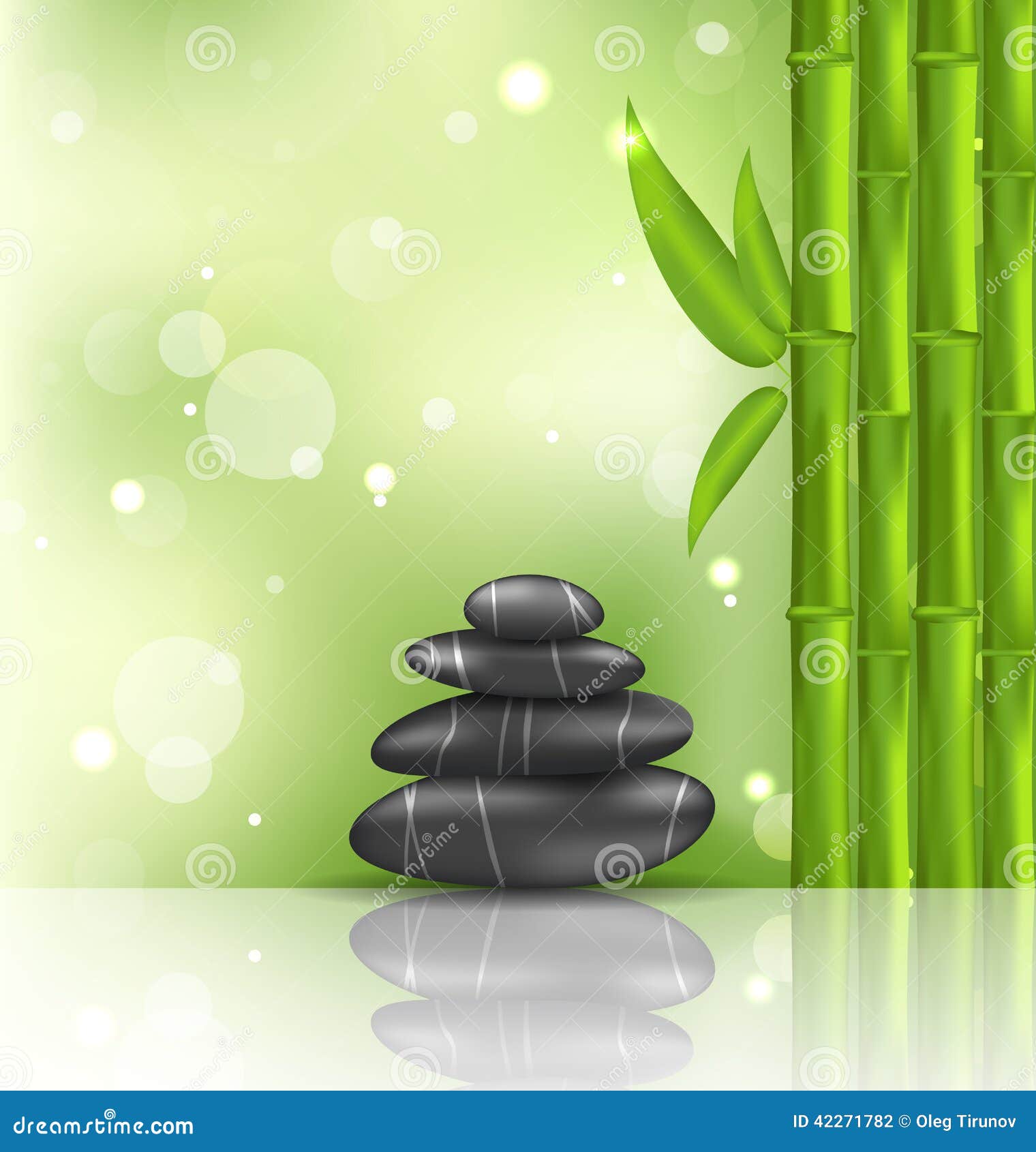 meditative oriental background with bamboo and hea