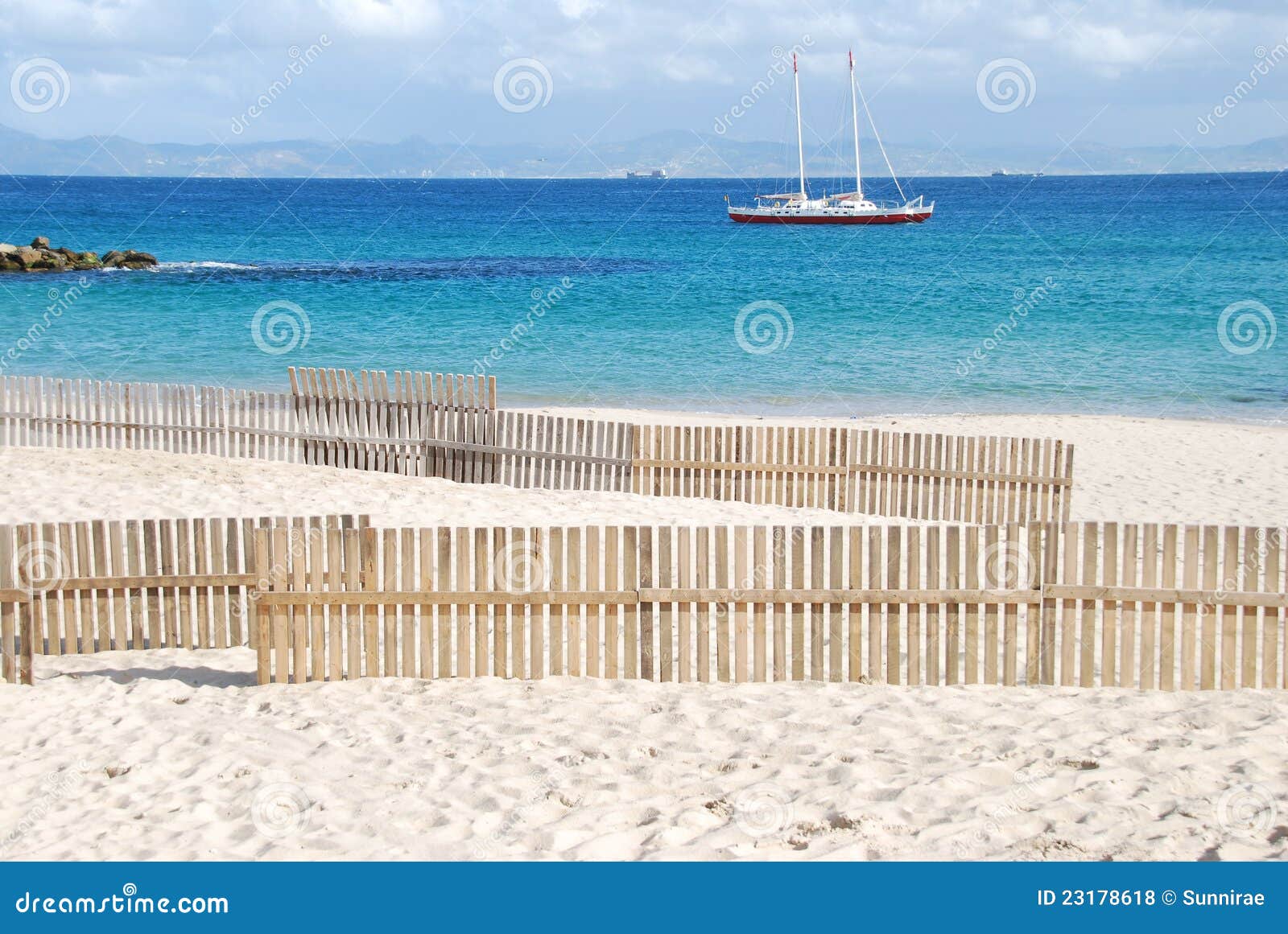 Mediterranean Beach in Southern Spain Stock Photo - Image of fence ...