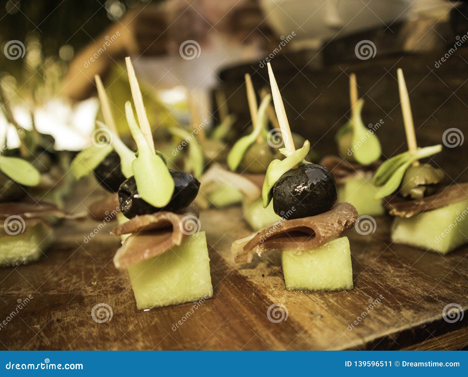 mediterranean canape with olives and pineapple