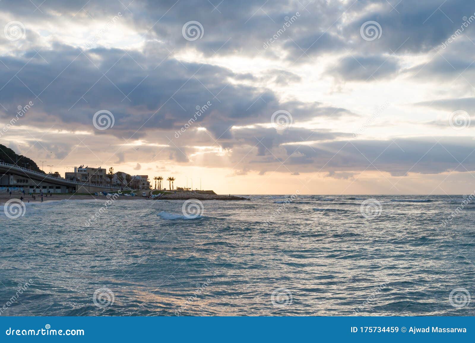 Mediterranean Cost at Haifa, Israel Stock Image Image of blue, pool