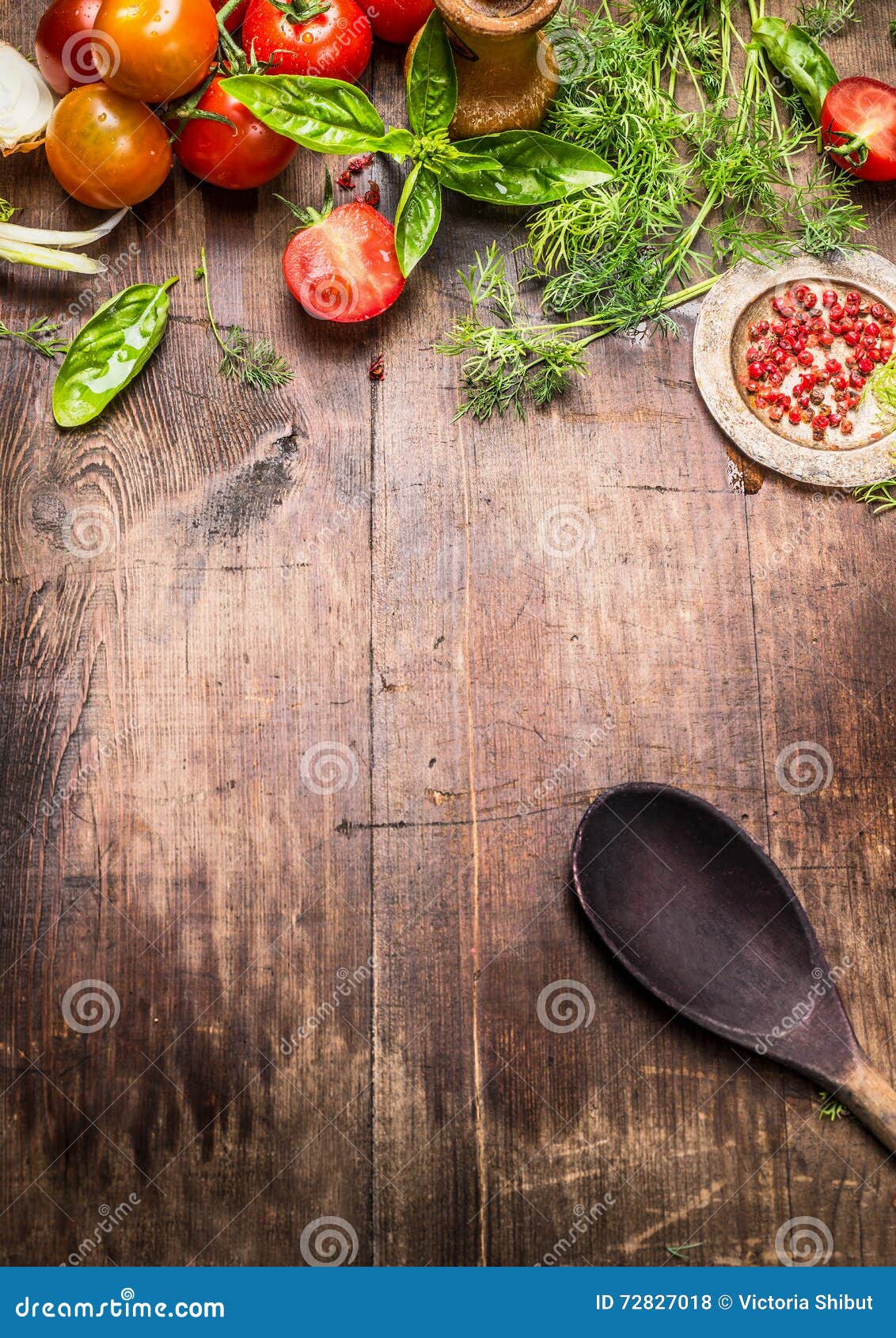 Mediterranean Food Background. Various Fresh Seasoning and Tomatoes ...