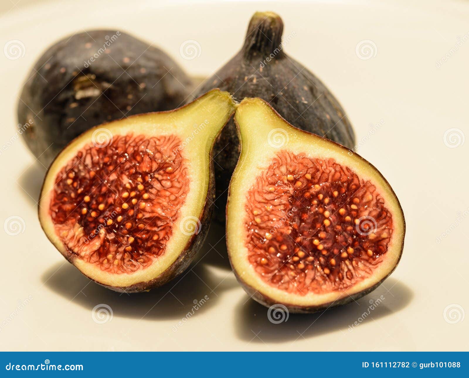 half-cut fig, ficus carica  with white background