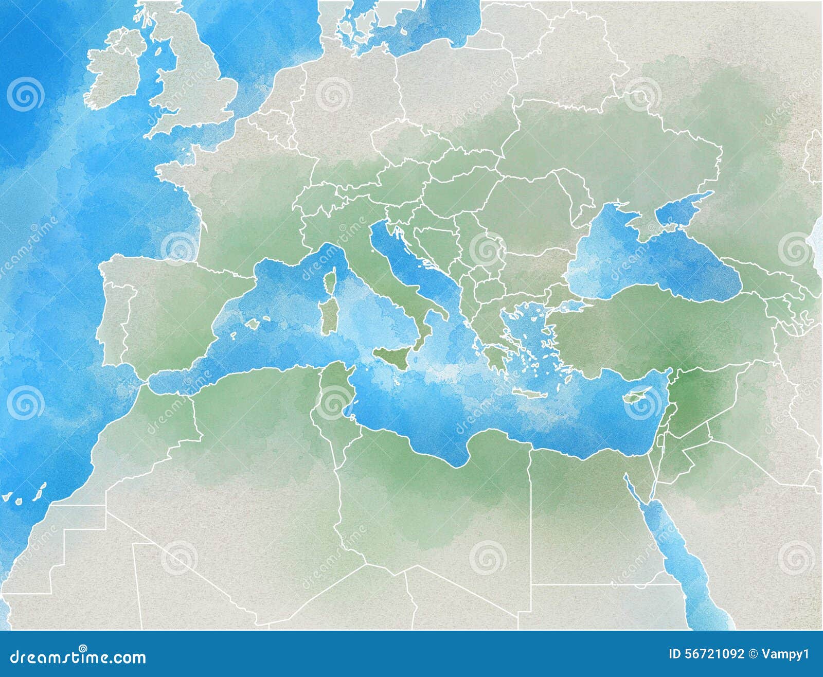 mediterranean map, illustrated