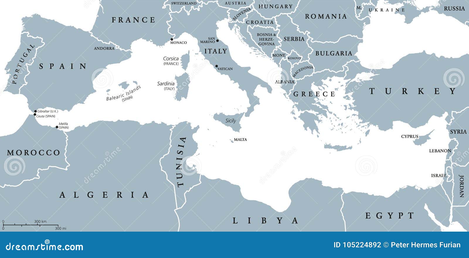 mediterranean sea region countries map