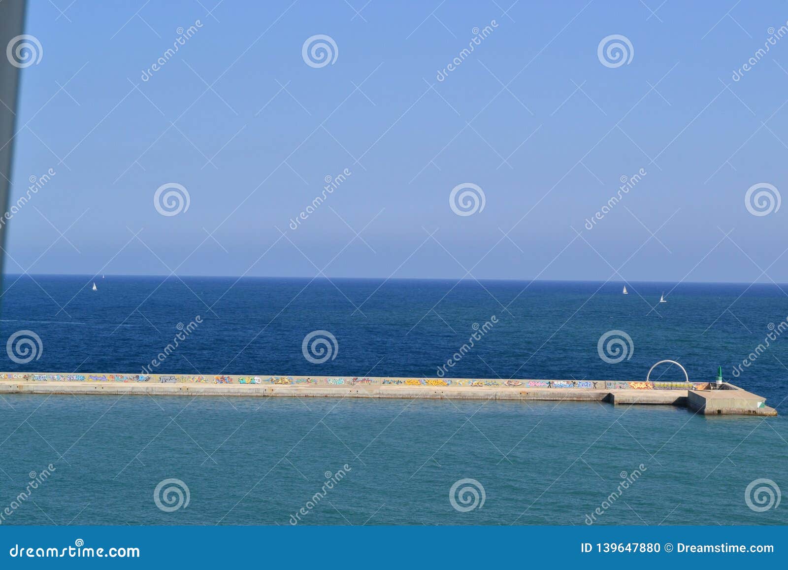 mediterranean sea view from la playa de la barceloneta - barcelona spain