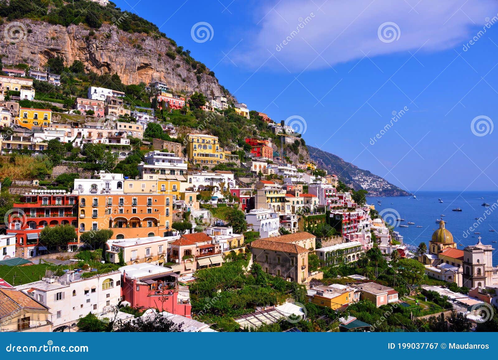 Mediterranean Village on Amalfi Coast Stock Image - Image of amalfitana ...