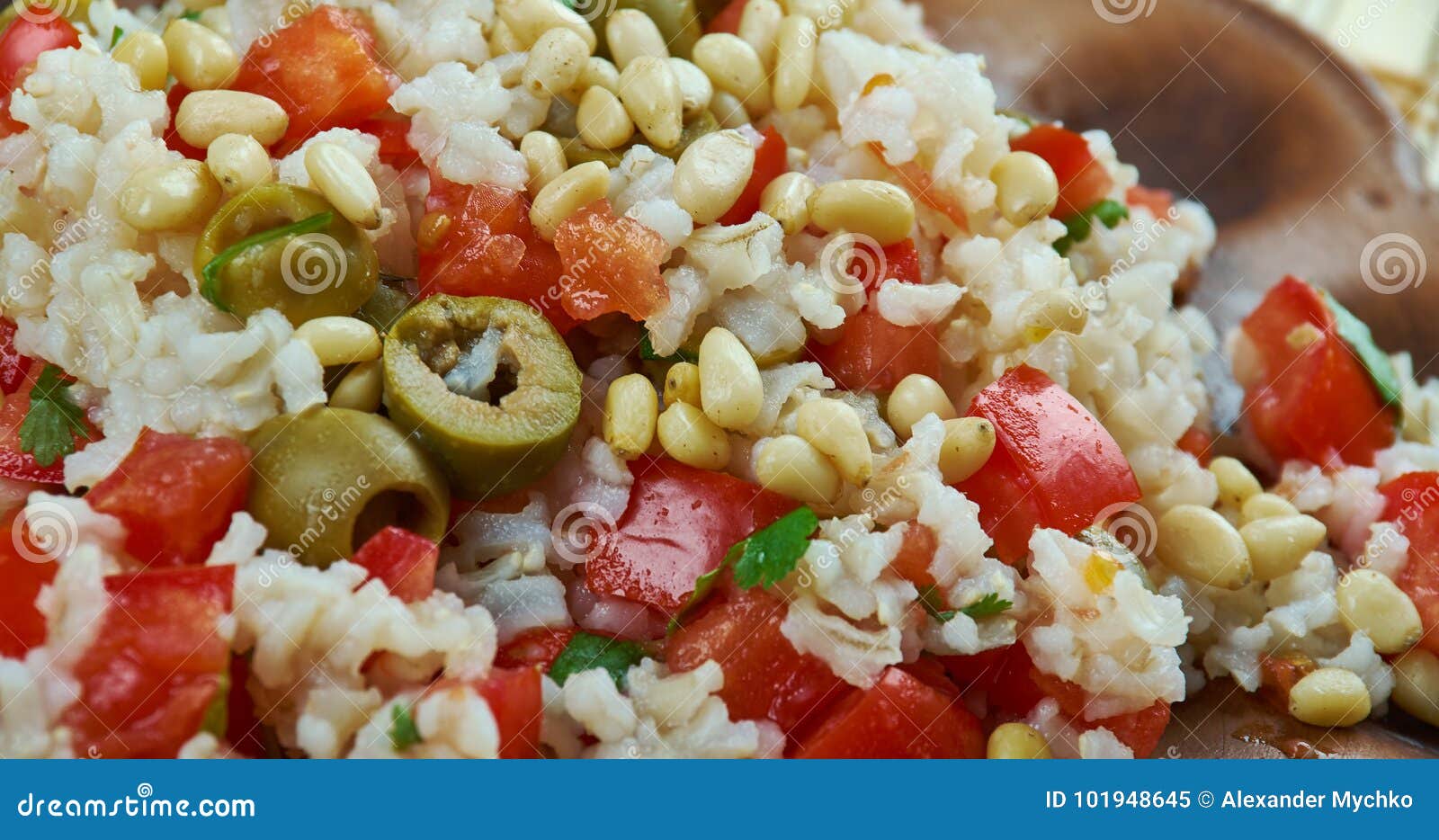 Mediterranean Wild Rice with Pine Nut Cheese Stock Image Image of herb, freshness 101948645