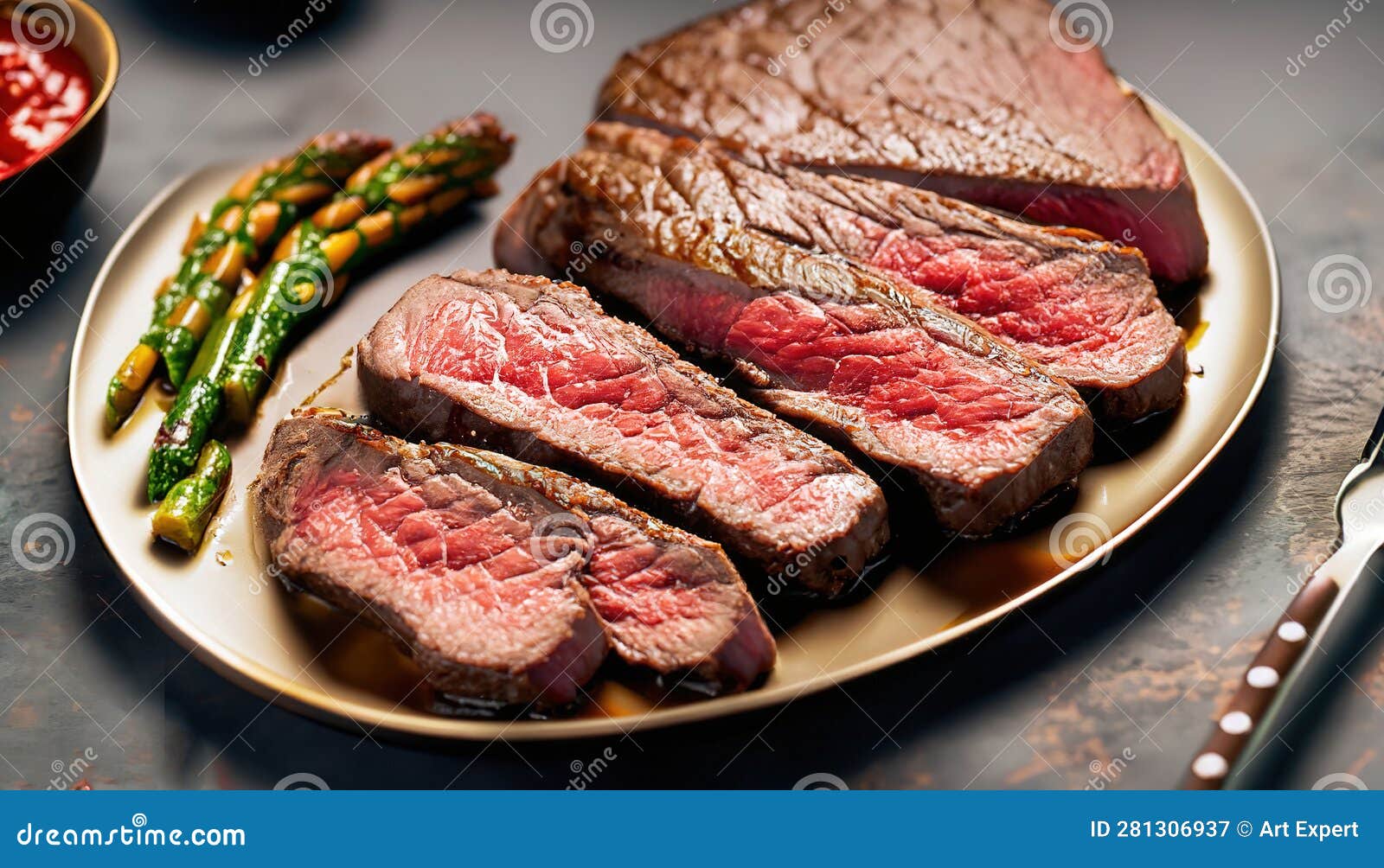 Medium Grilled Steak. Dry Aged Barbecue Porterhouse Steak. Vertical