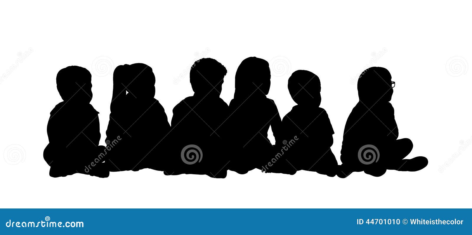 medium group of children seated silhouette 5