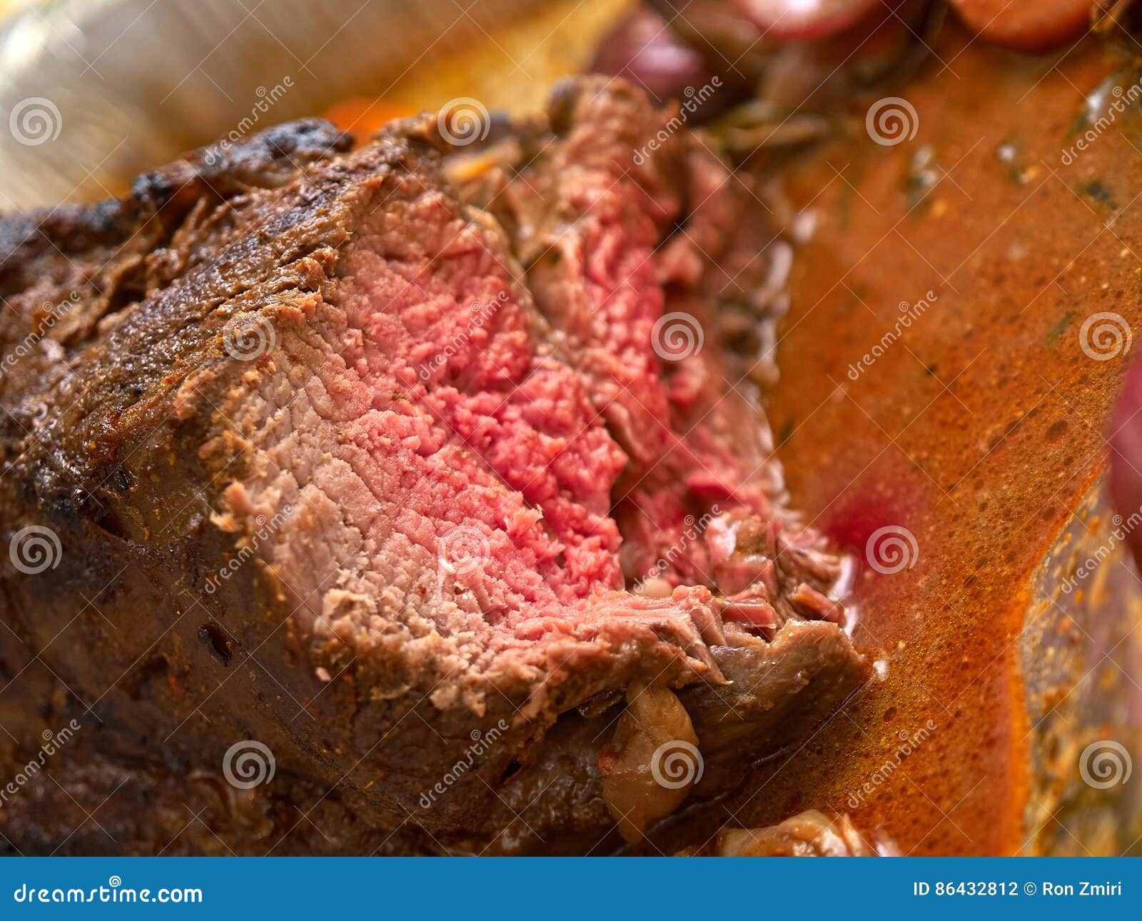 Medium Rare Beef Roast stock photo. Image of roasted 86432812