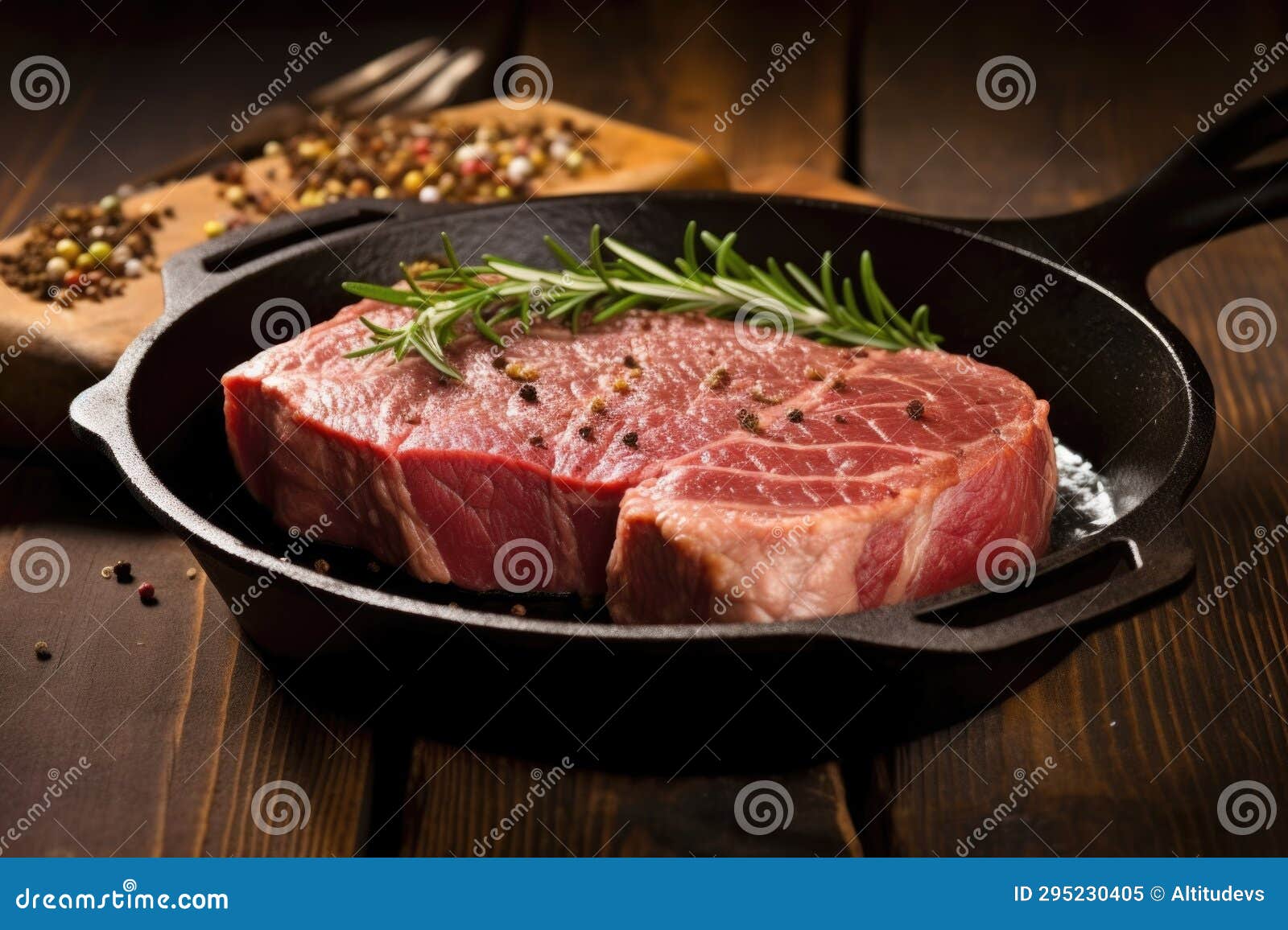 Medium-rare Steak on an Iron Cast Skillet Stock Image - Image of ...