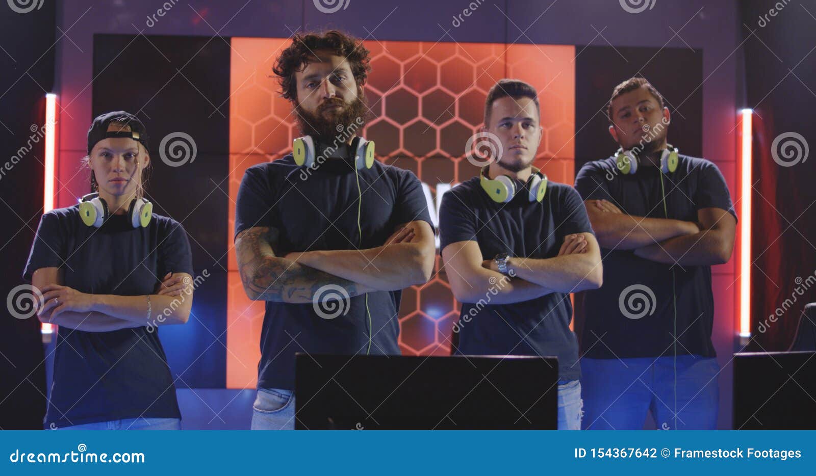 Gaming Team Looking at Camera Stock Photo Image of technology, team