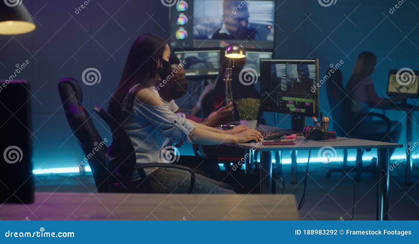 Video Editors at Work in Editing Room Stock Photo - Image of monitor ...