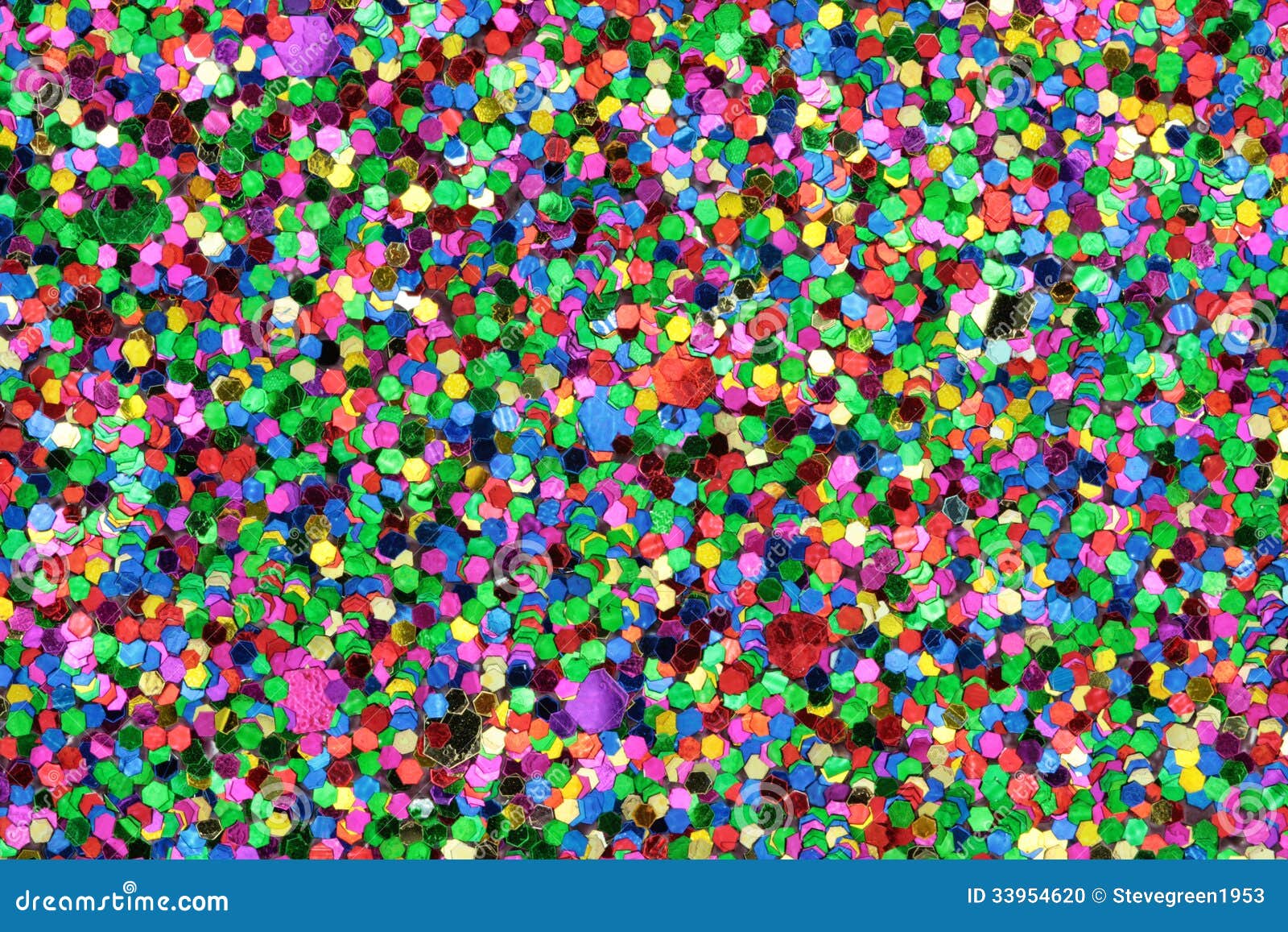 Medium Sized Blue/Green/Red/Pink/Yellow Glitter Stock Photo Image of
