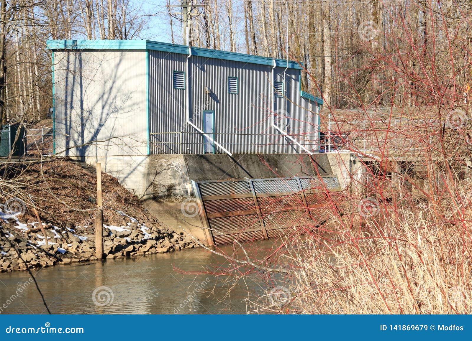 Water Pumping Station and Creek Stock Image Image of creek, river