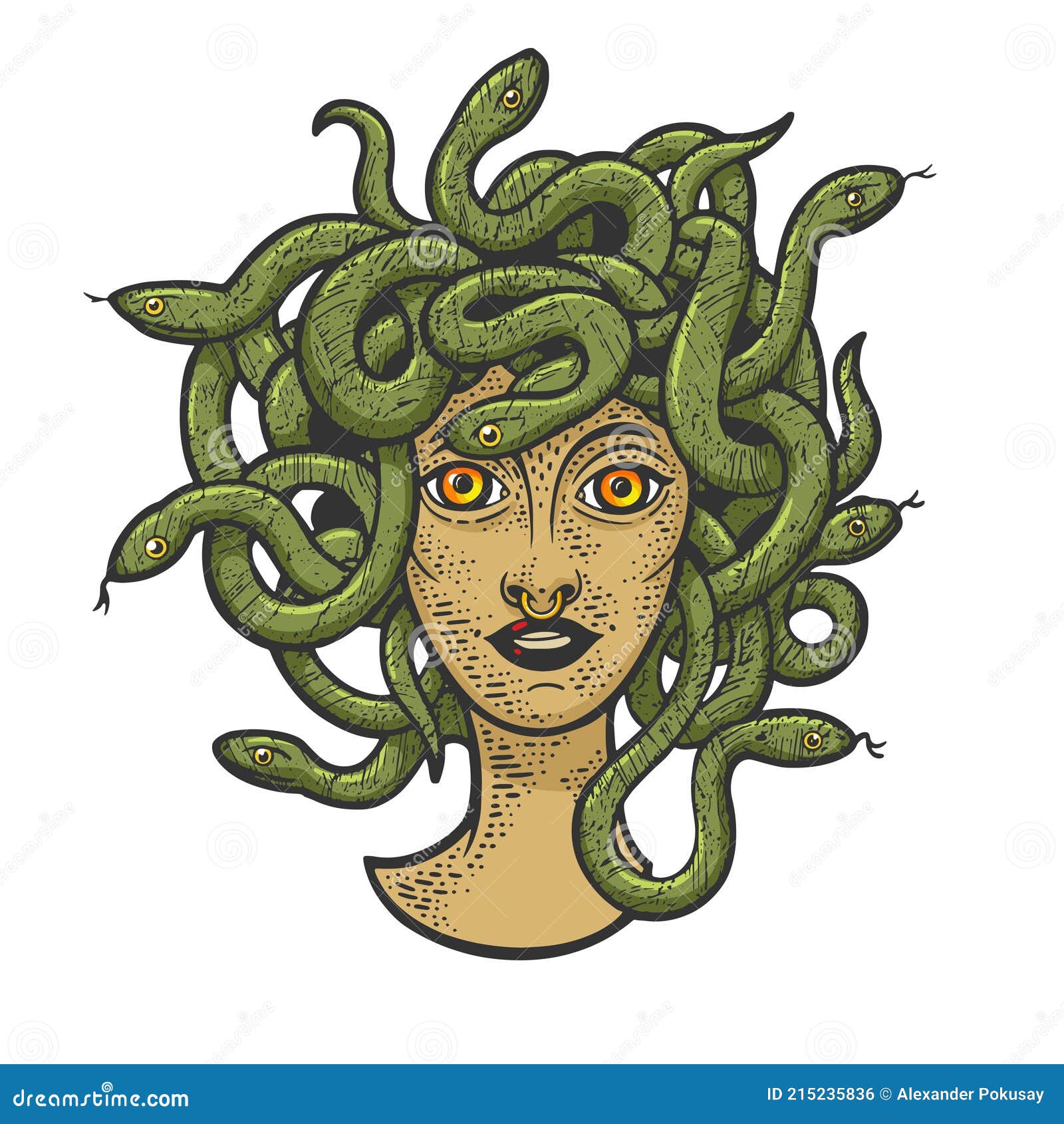 Medusa Gorgo Sketch Vector Illustration | CartoonDealer.com #215235836