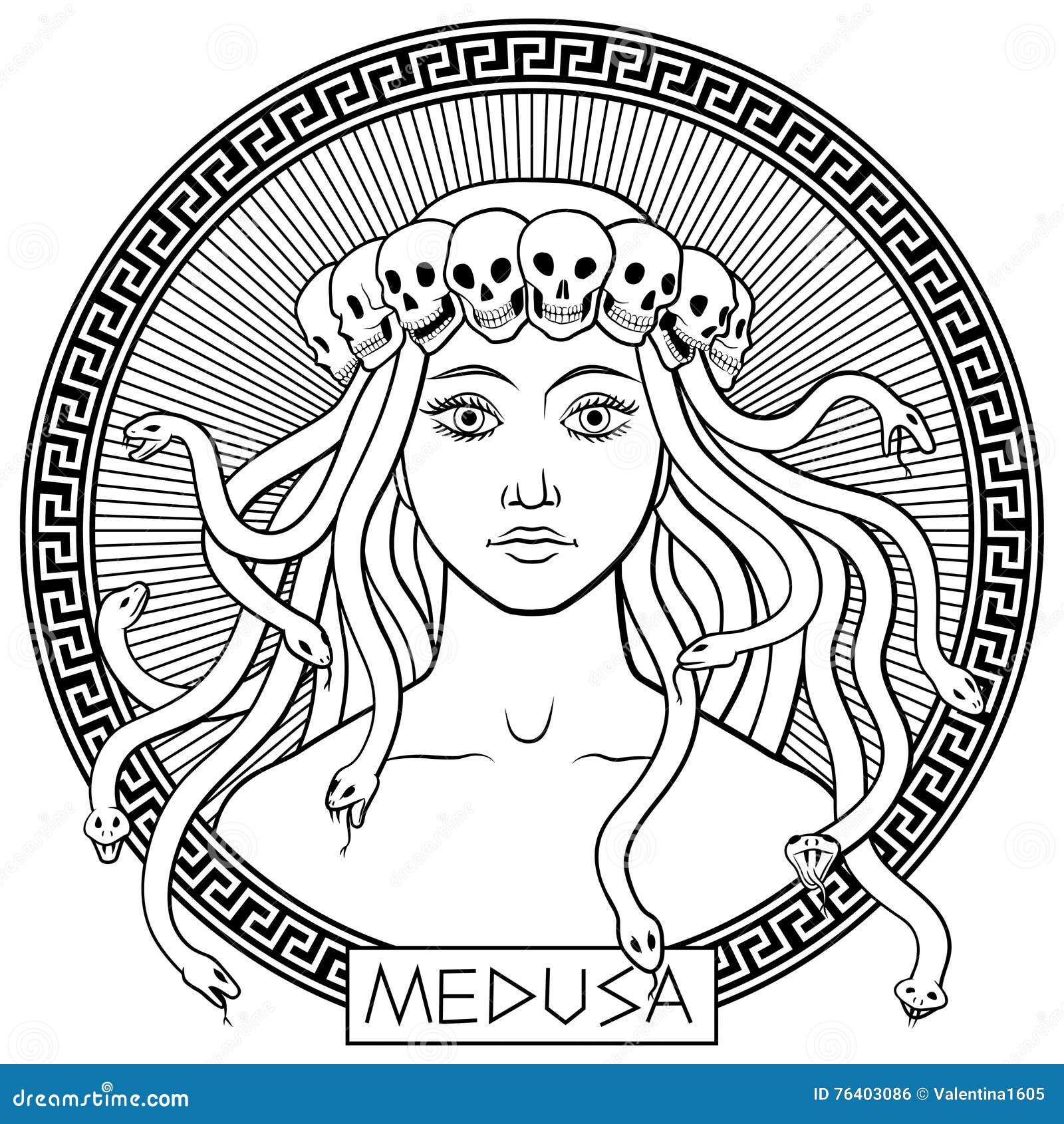 Medusa Gorgon stock vector. Illustration of border, female - 76403086