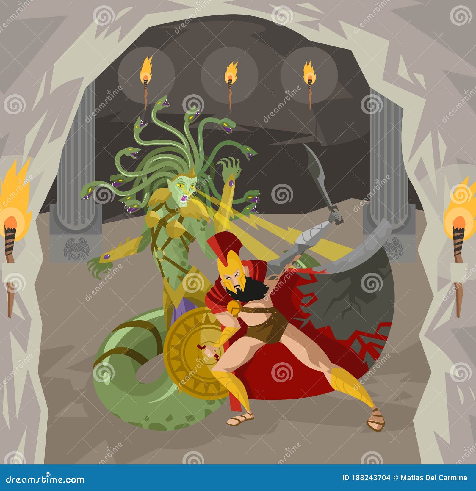 Medusa Gorgon Mythological Greek Roman Snake Woman Monster Stock Vector -  Illustration of strong, petrified: 89682862