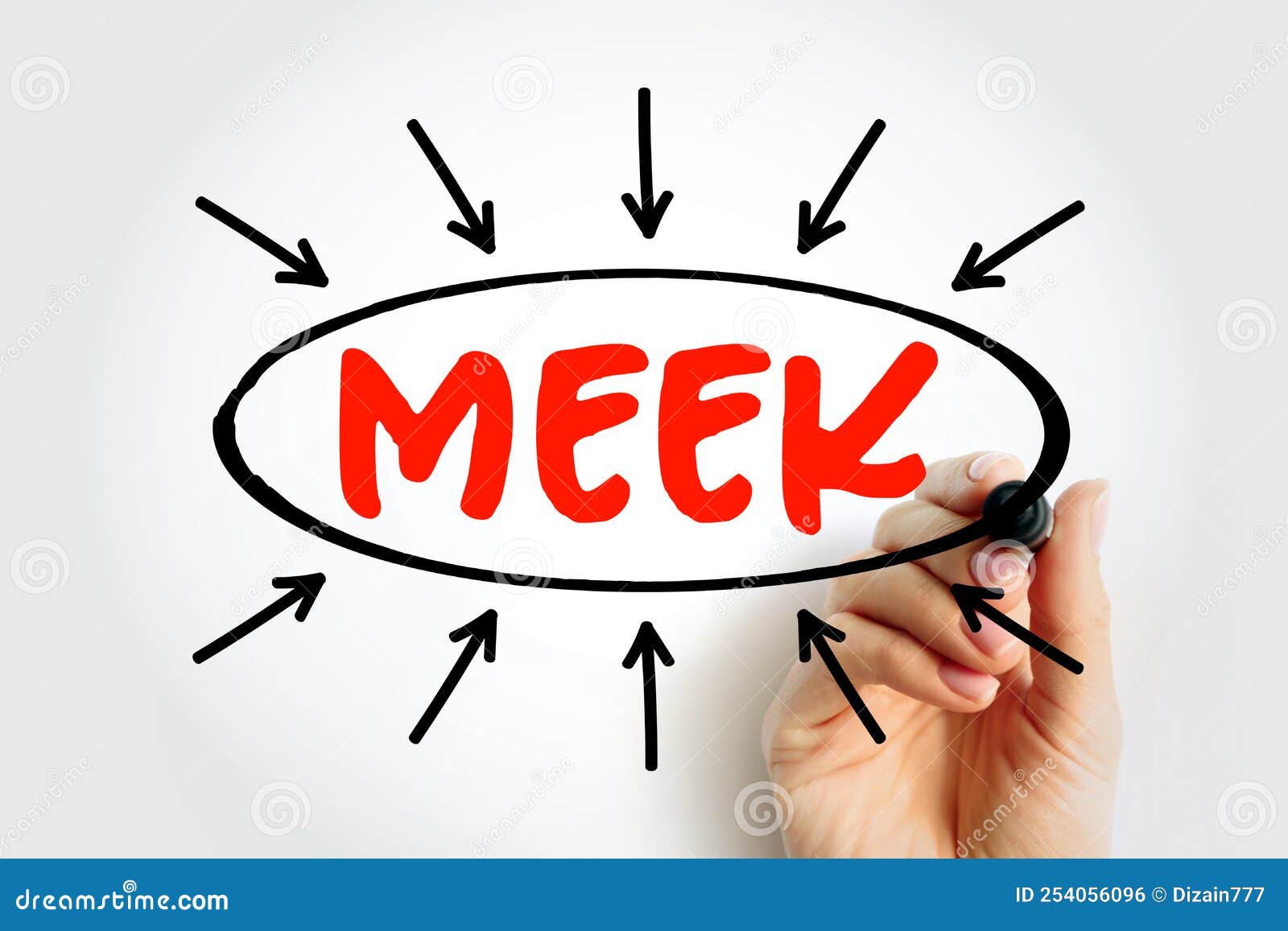 meek text with arrows, concept for presentations and reports