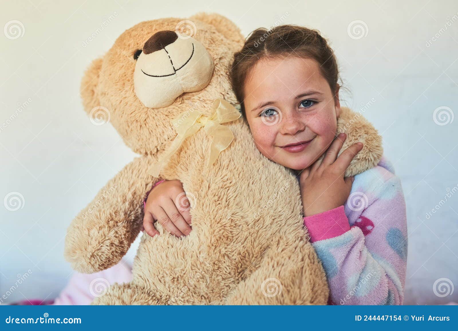 Meet My Cute and Cuddly Friend. Portrait of a Cute Little Girl Hugging ...