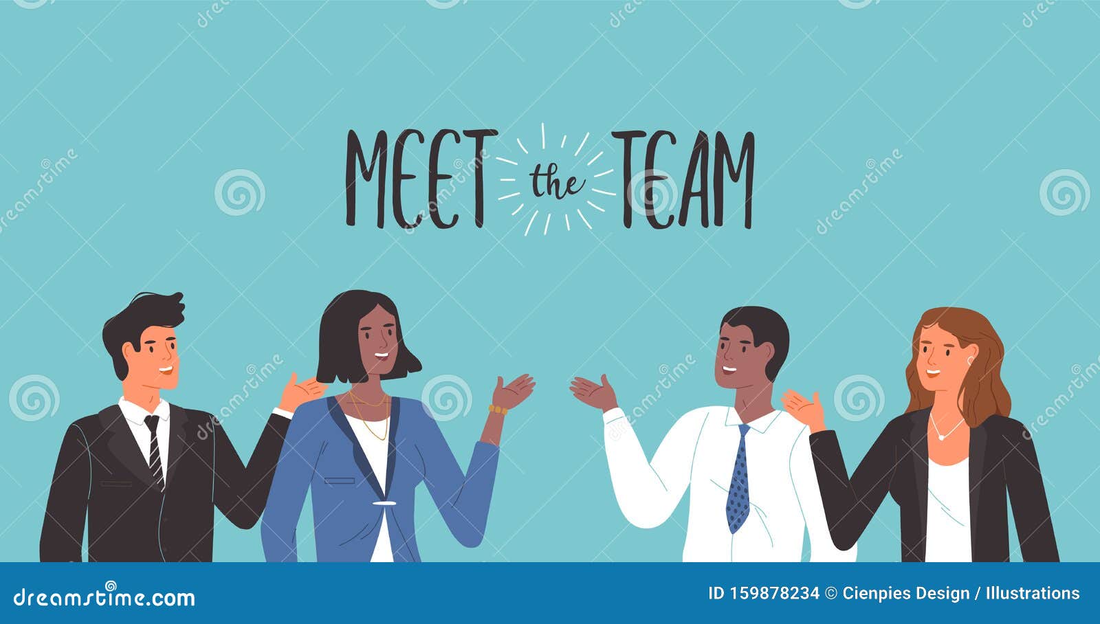 meet the team concept diverse business men women