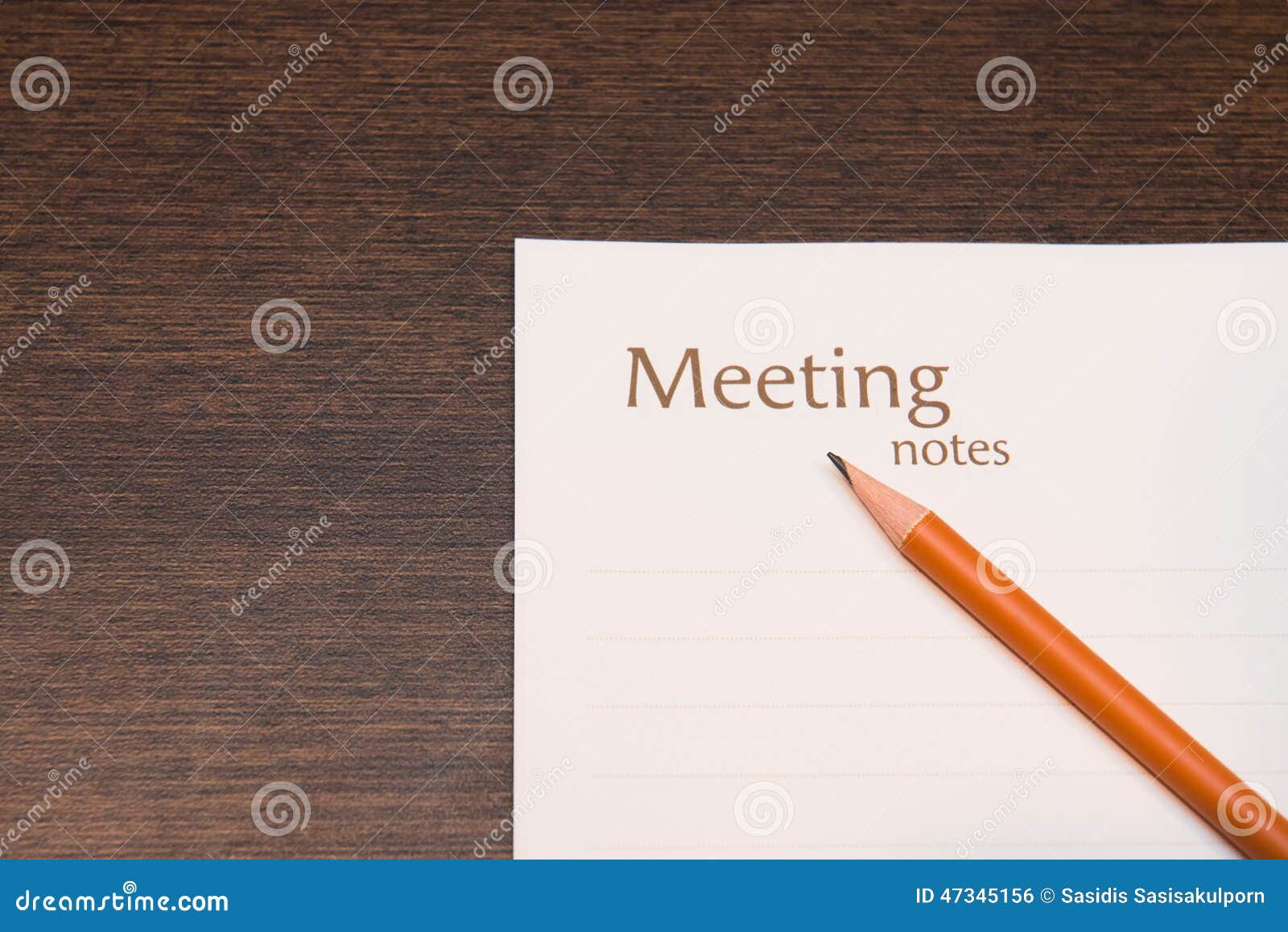 Meeting notes with pencil stock photo. Image of business 47345156