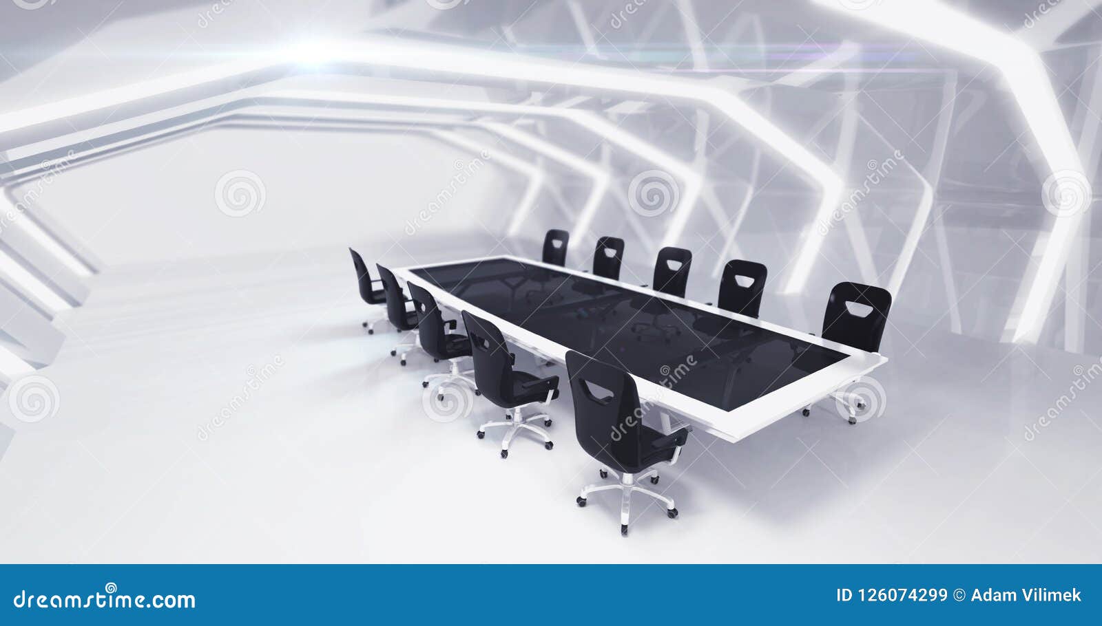 Meeting Point Table with Abstract Background Front View Stock
