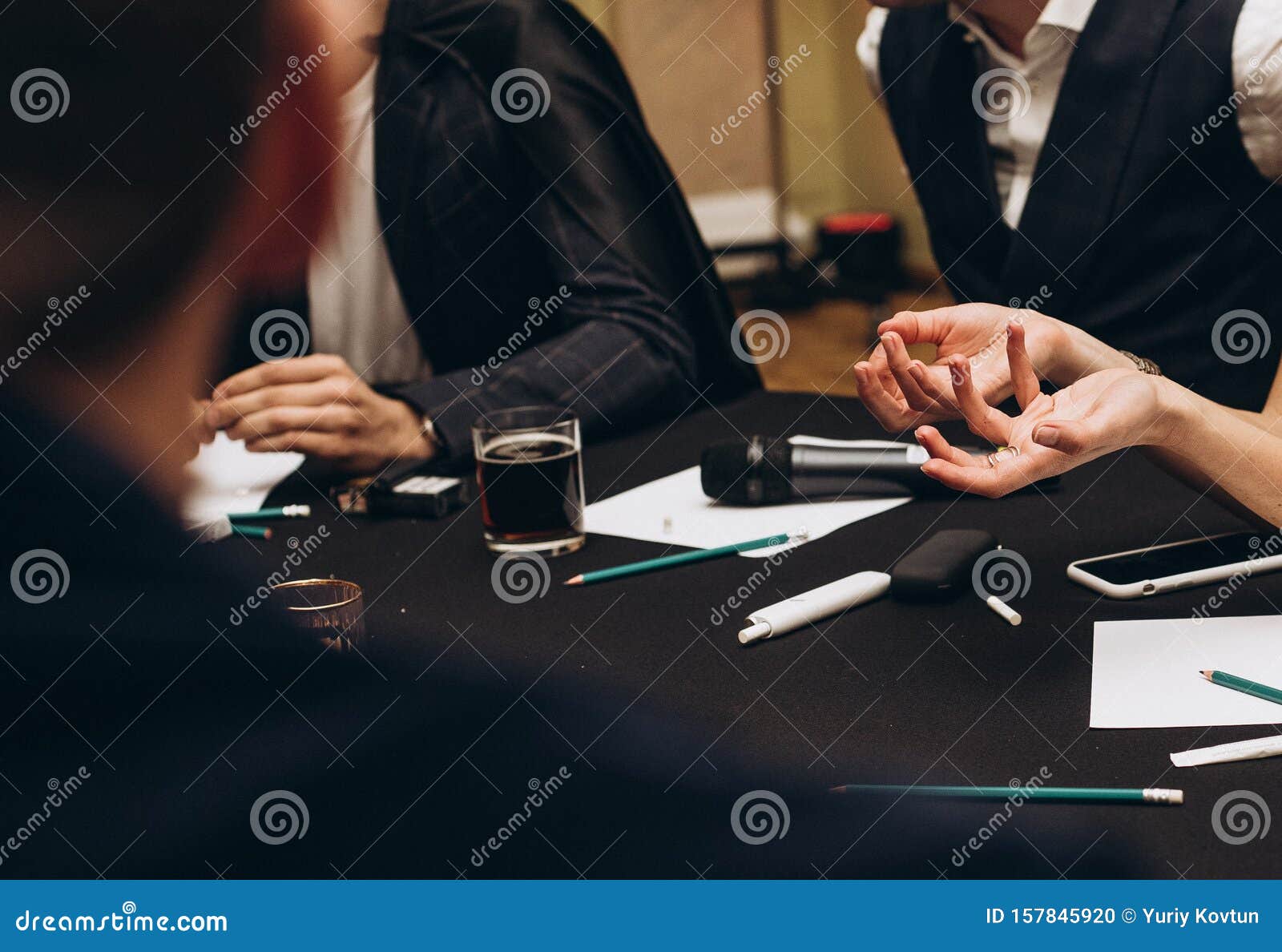 Meeting Team Office Table Supplies Business Plan Stock Photo Image of