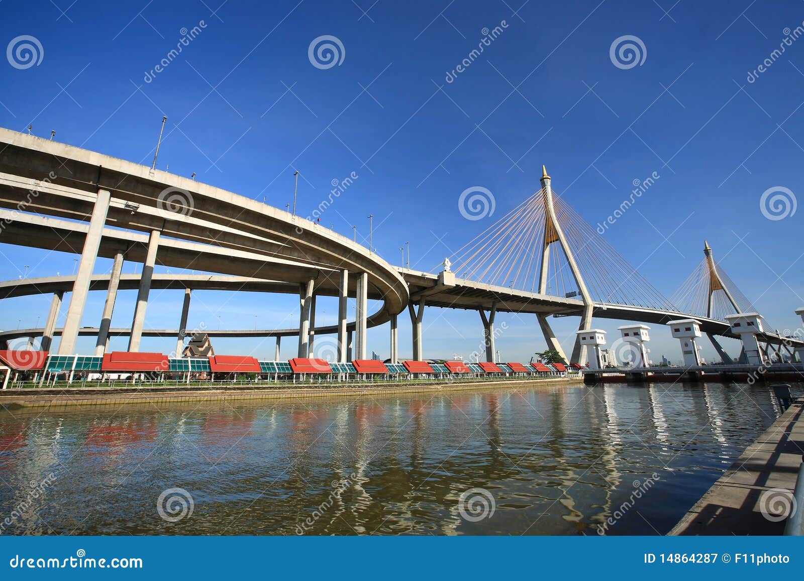 Mega Bridge Over Chao Phra Ya River Thailand Stock Image