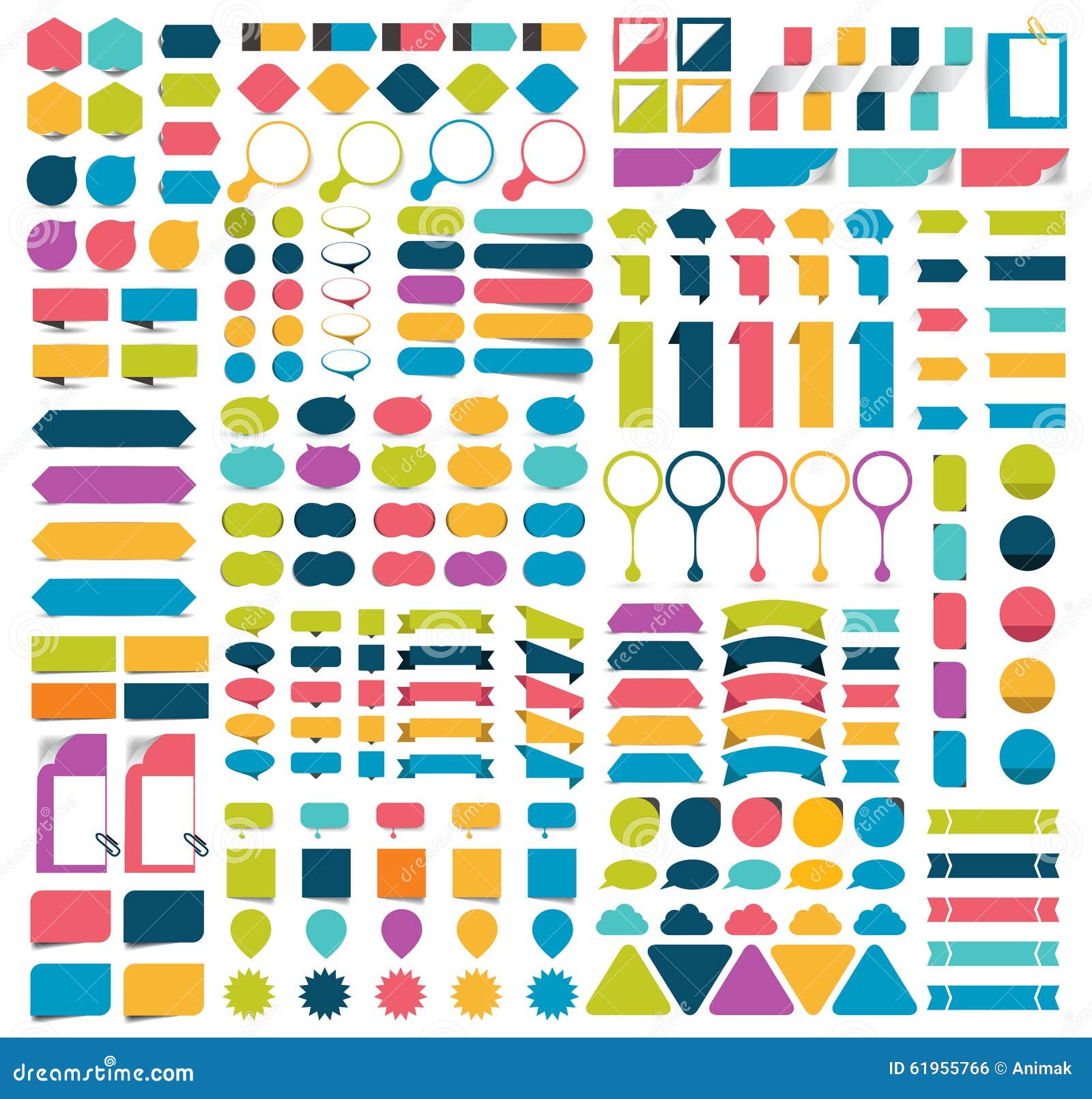mega collections of infographics flat  s, buttons, stickers, note papers, pointers.