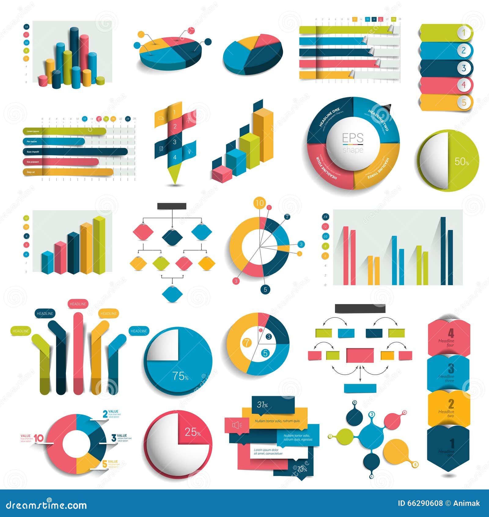 mega set of business 3d  graphs, charts, templates, schemes.