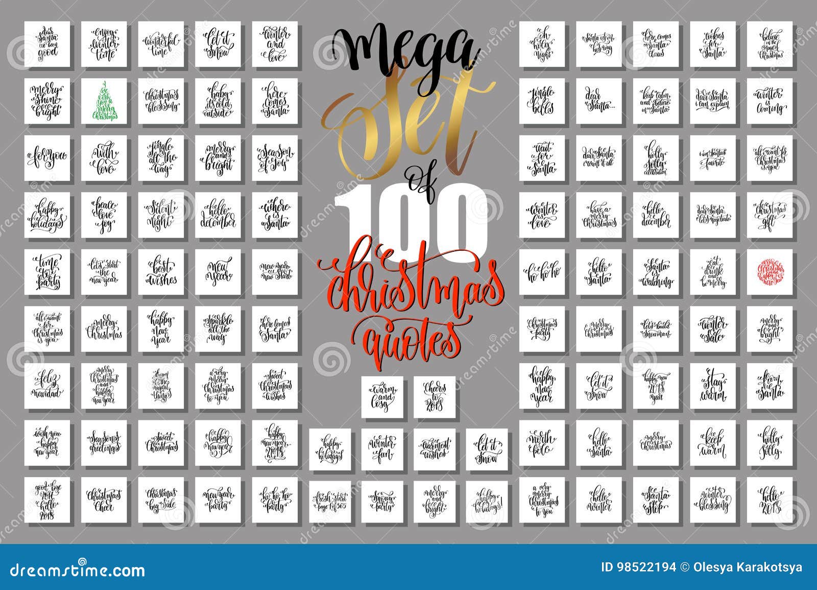 mega set of 100 christmas lettering quotes to new year