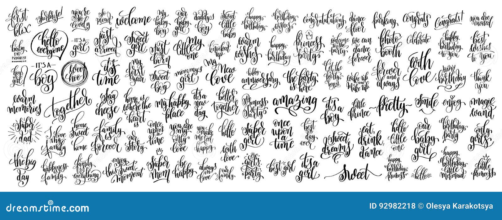 mega set of 100 hand written lettering