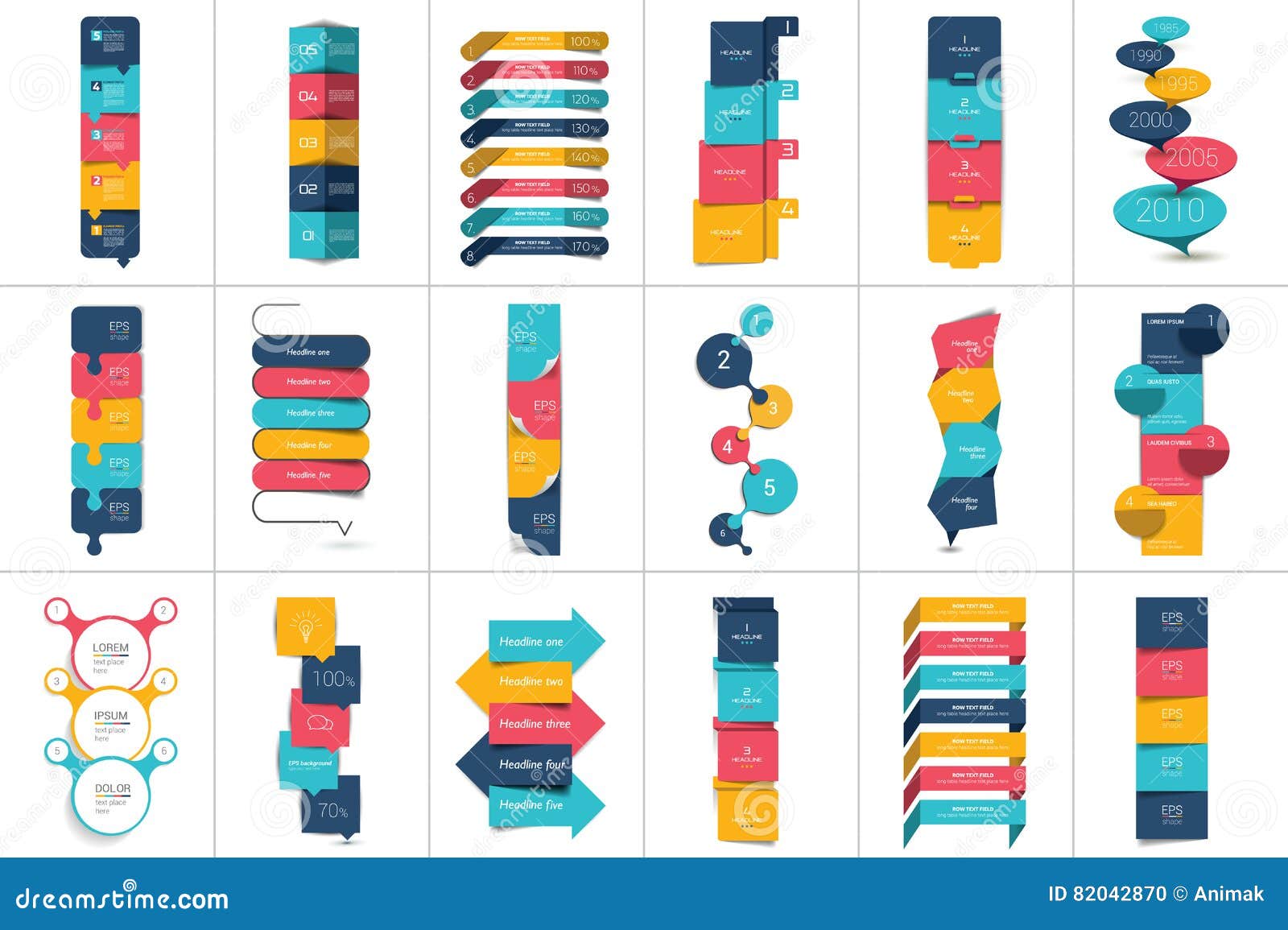 mega set of option step by step vertical schedule, tab, banner, bar.