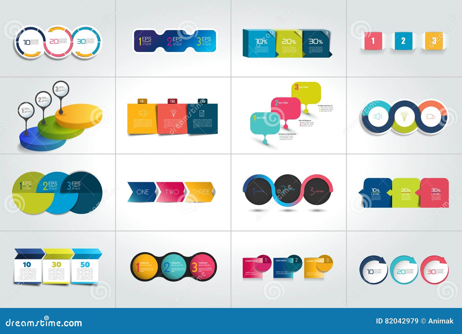 mega set of 3 steps infographic templates, diagrams, graph, presentations, chart.