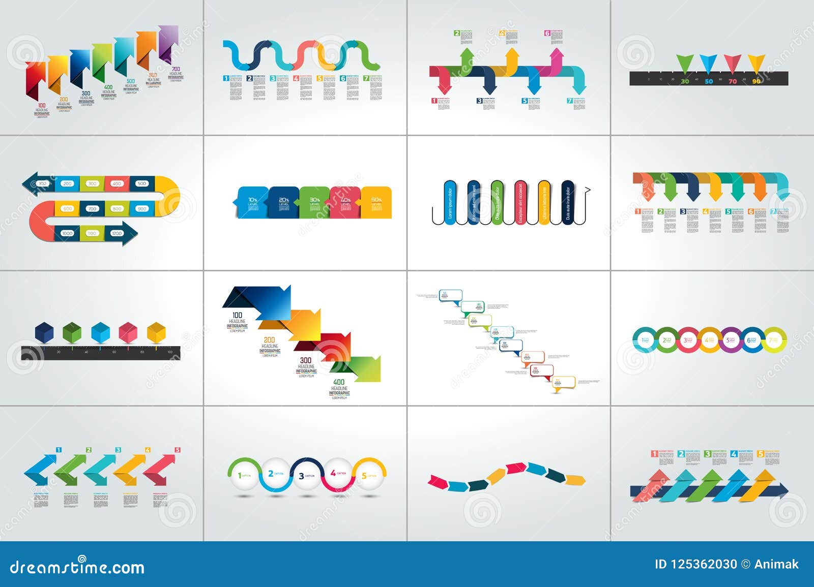 mega set of timeline infographic templates, diagrams, presentations.