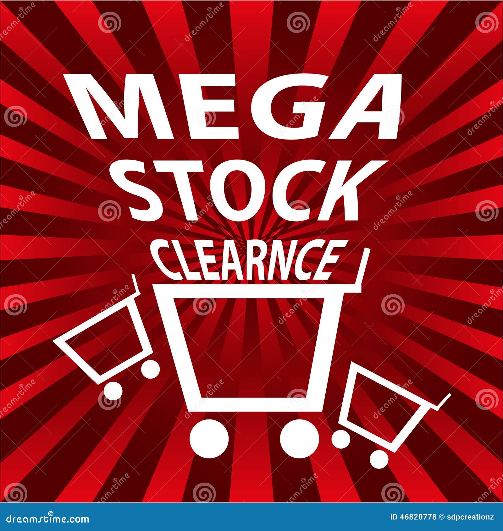 Mega Stock Clearance, Sale Banner Design Concept With Shopping Cart