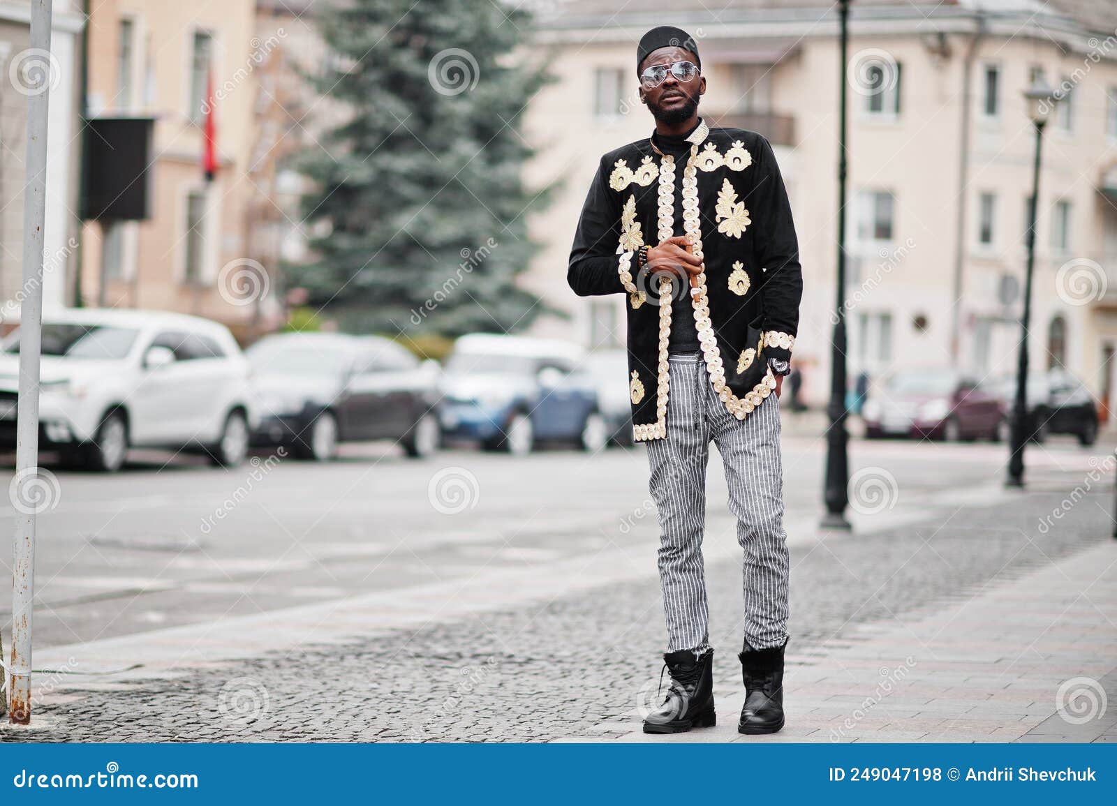 Mega Stylish African Man in Traditional Jacket Pose. Fashionable Black ...