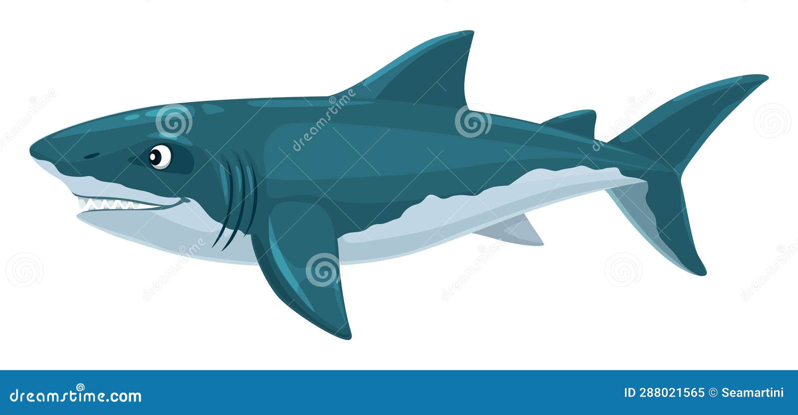 Megalodon Shark Dinosaur Cartoon Character Stock Vector - Illustration