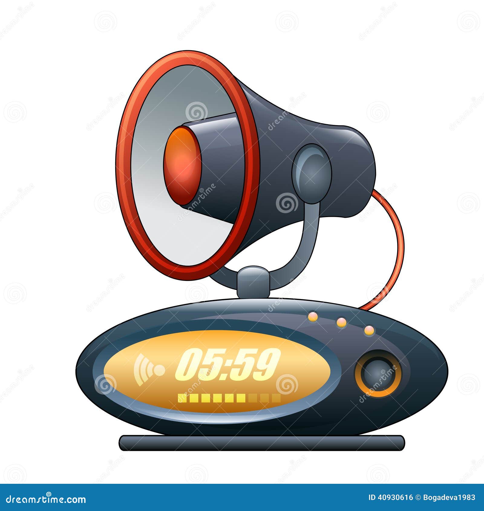 Megaphone alarm clock stock vector. Illustration of electronics 40930616