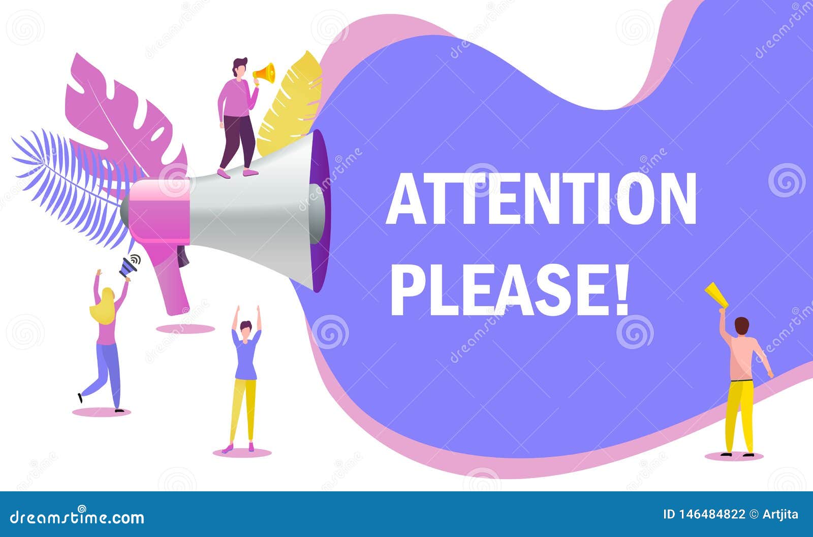 Megaphone With Attention Please Word Stock Illustration Illustration Of Character Megaphone 146484822