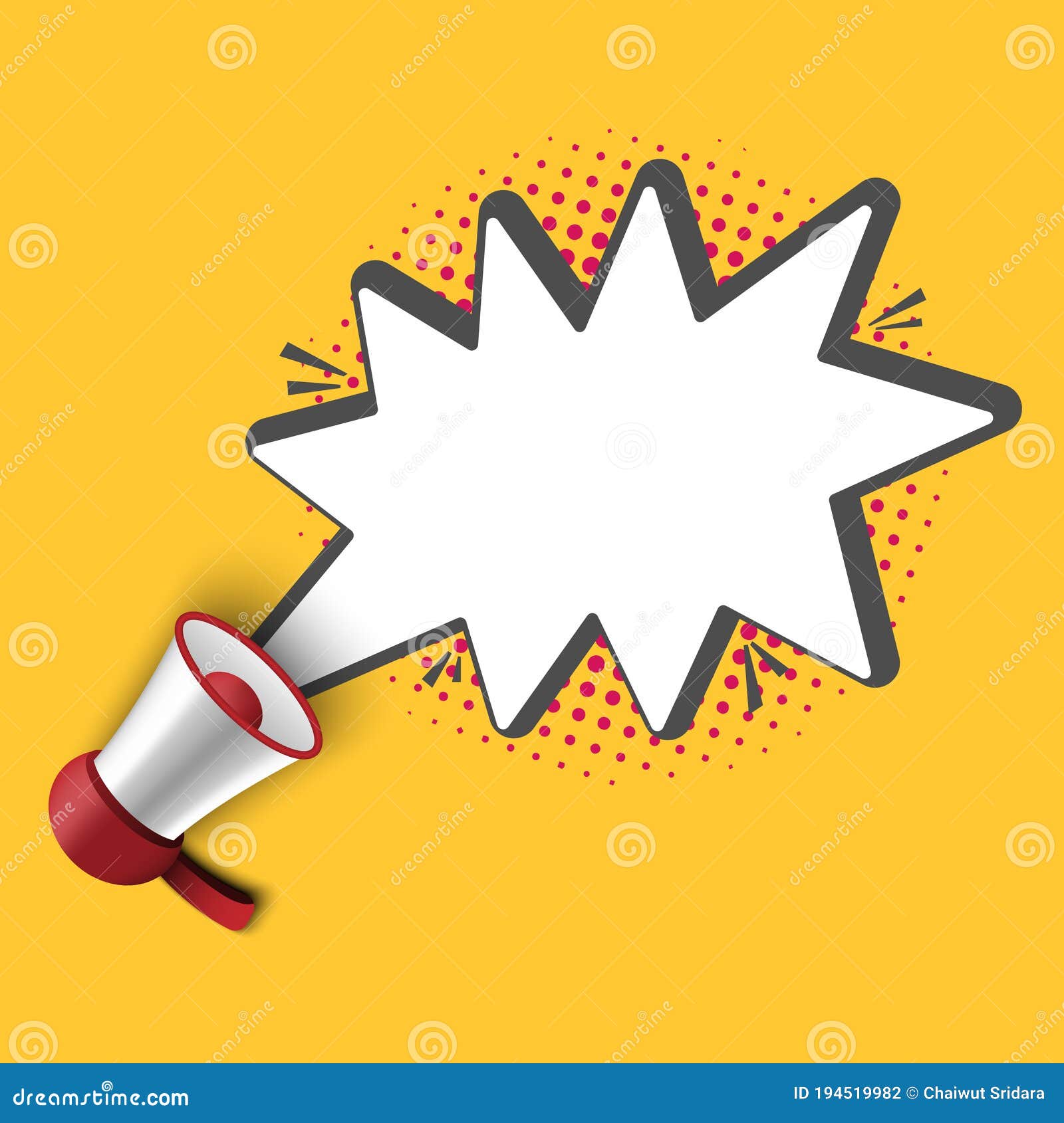 megaphone with bubble speech template for advertisment, 