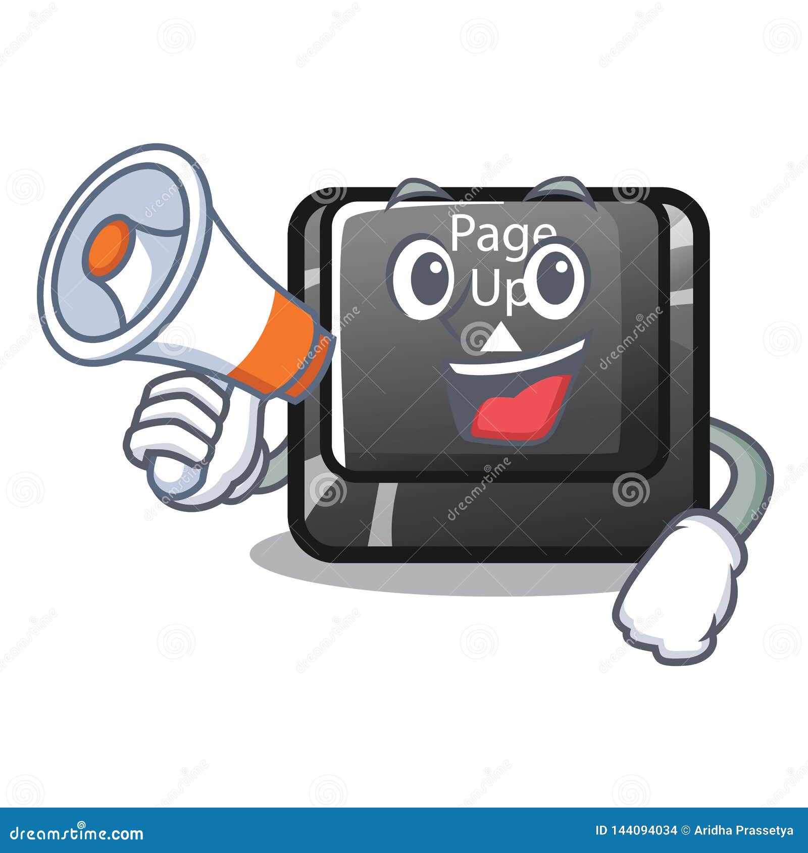 with megaphone button page up  in cartoon